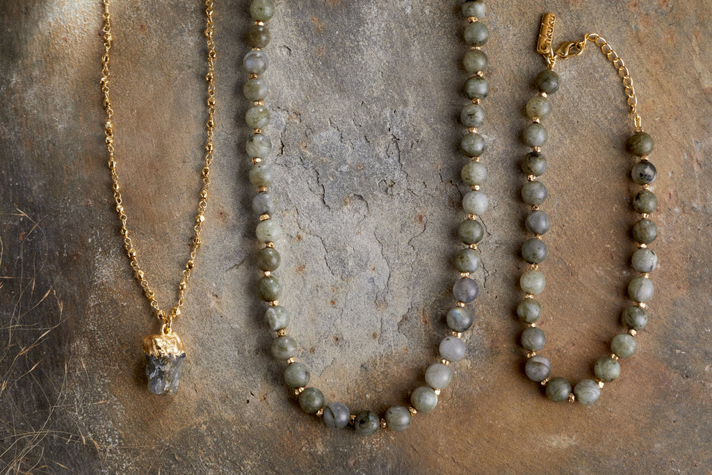 Collier Hadari en labradorite - Or