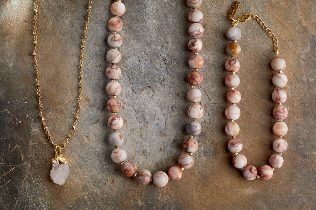 Collier Hadari en quartz rose - Or