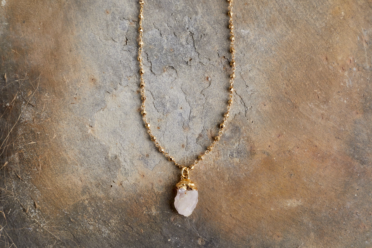 Collier Hadari en quartz rose - Or