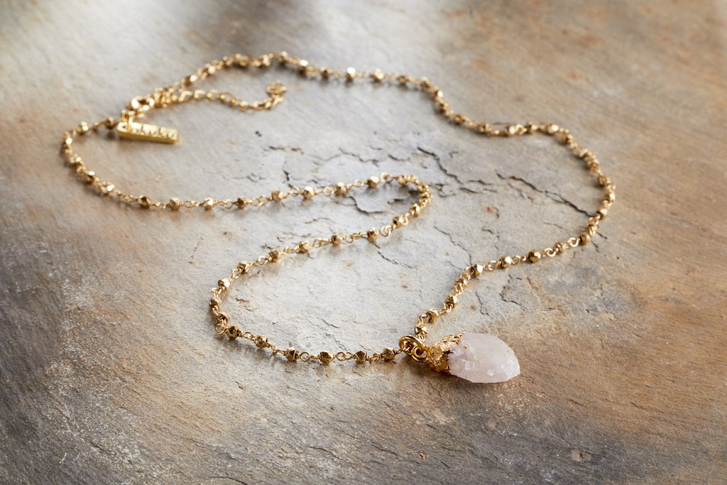 Collier Hadari en quartz rose - Or