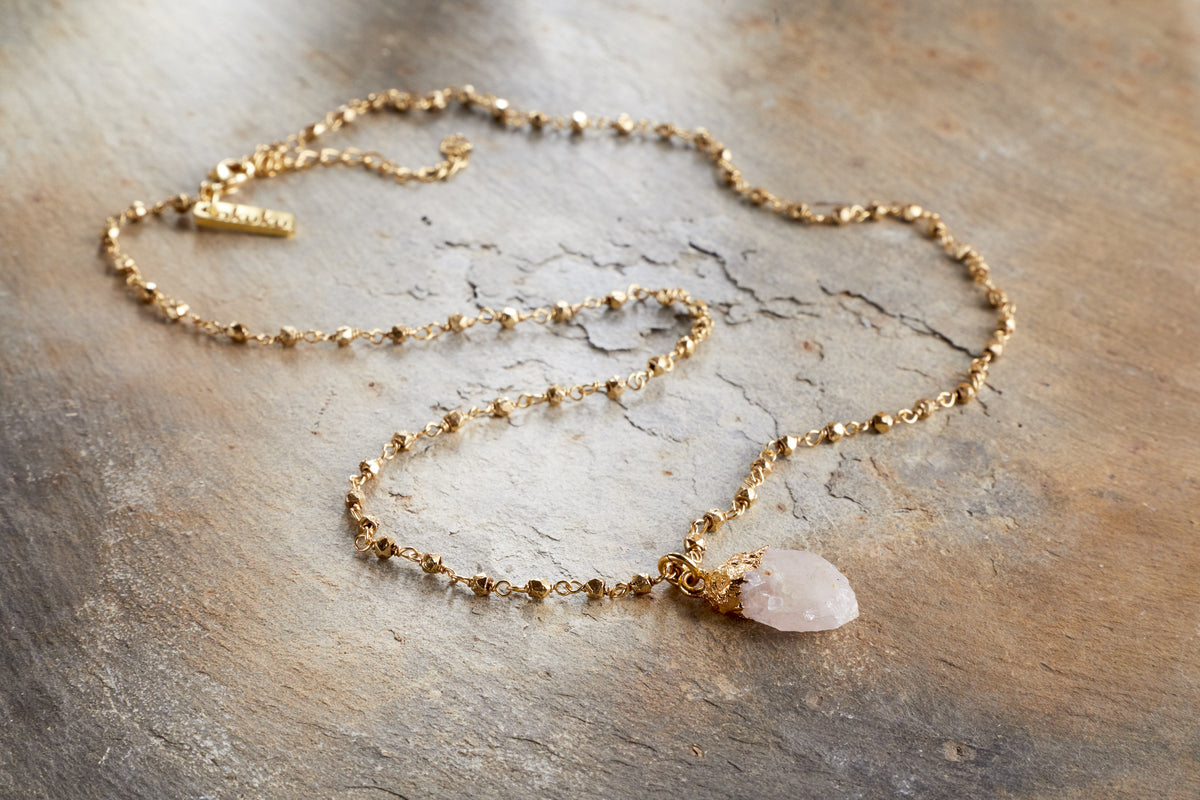 Collier Hadari en quartz rose - Or