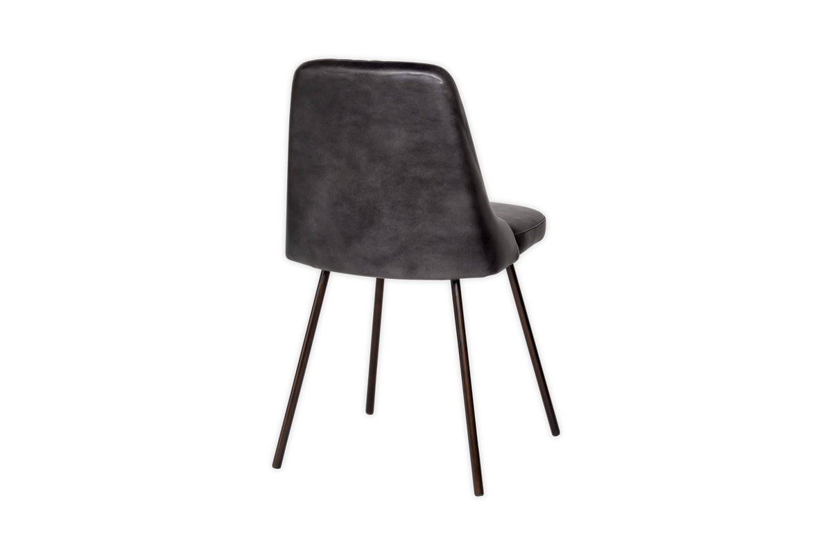 Chaise de salle à manger en cuir Harsha - Noir vieilli
