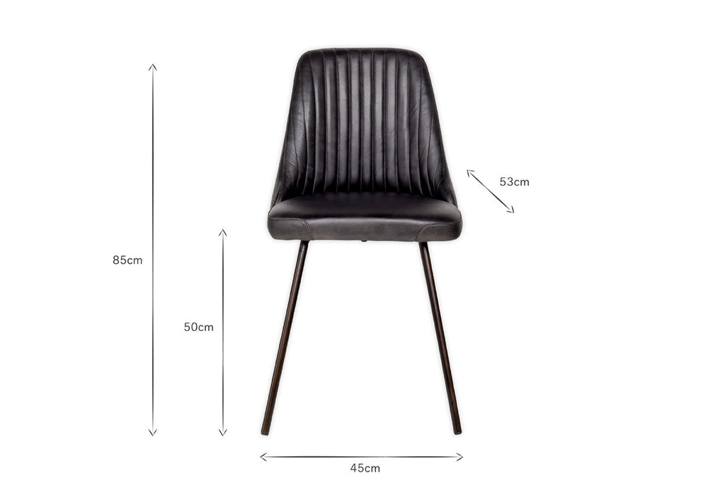 Chaise de salle à manger en cuir Harsha - Noir vieilli
