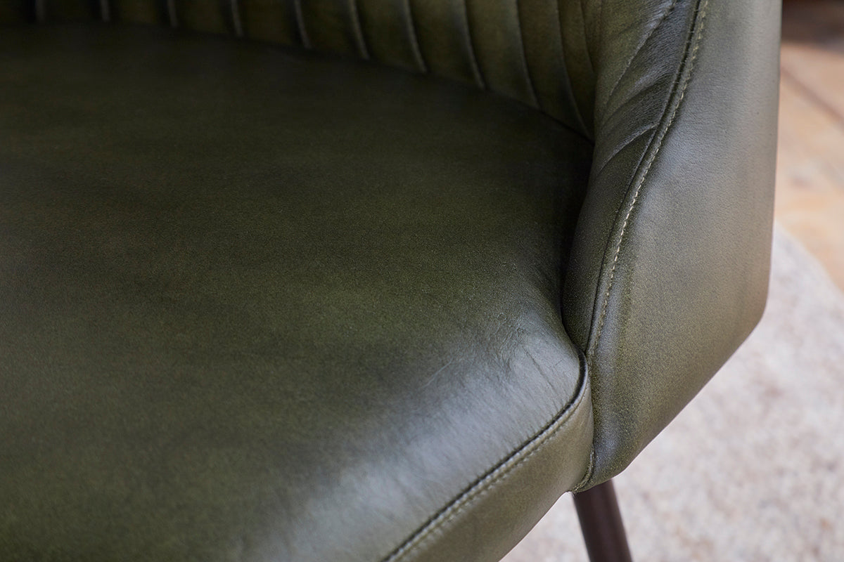Chaise de salle à manger en cuir Harsha - Vert riche