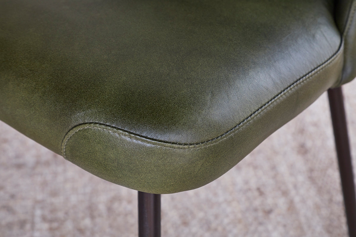 Chaise de salle à manger en cuir Harsha - Vert riche