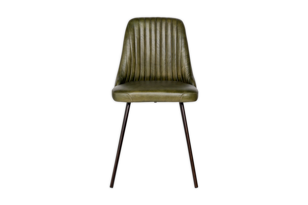 Chaise de salle à manger en cuir Harsha - Vert riche