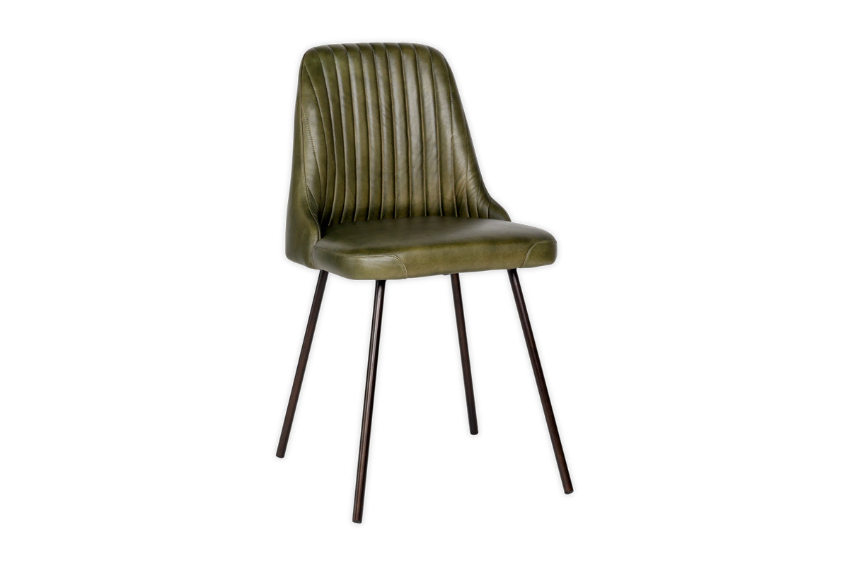 Chaise de salle à manger en cuir Harsha - Vert riche