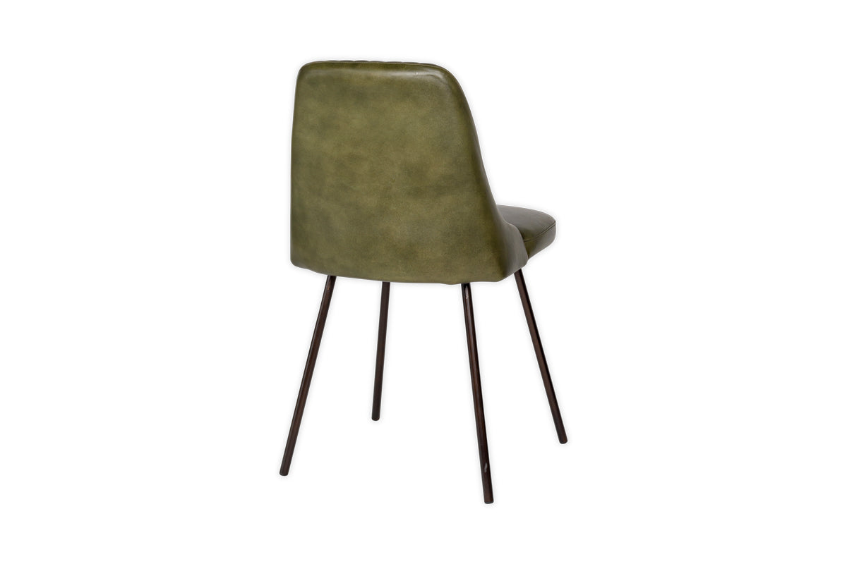 Chaise de salle à manger en cuir Harsha - Vert riche