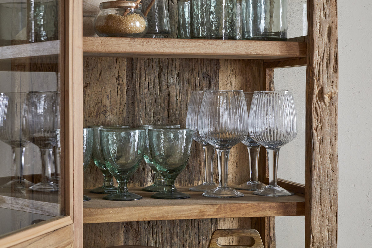 Armoire Ibo en bois recyclé et verre - Naturel - Grande