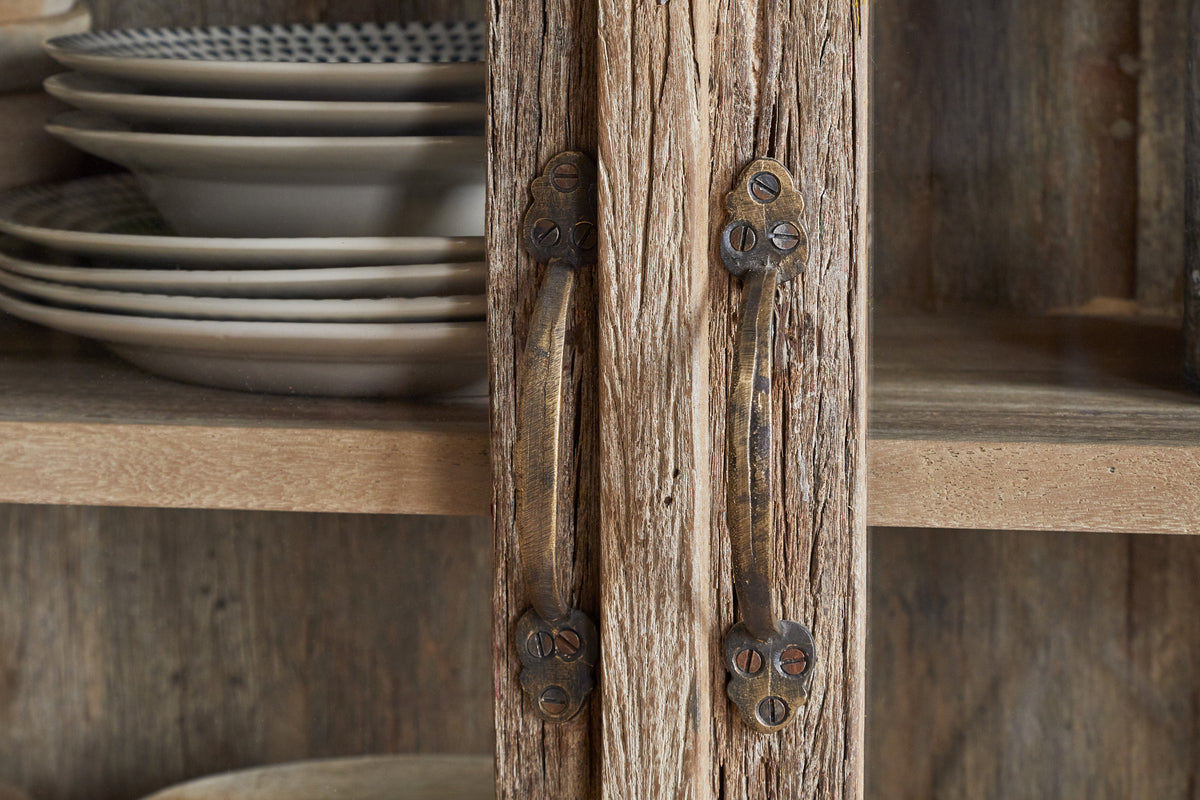 Armoire Ibo en bois recyclé et verre - Naturel - Large