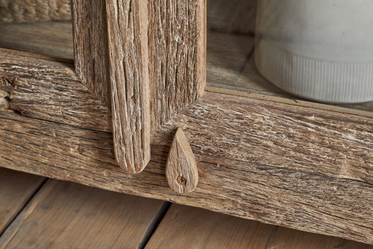 Armoire Ibo en bois recyclé et verre - Naturel - Large