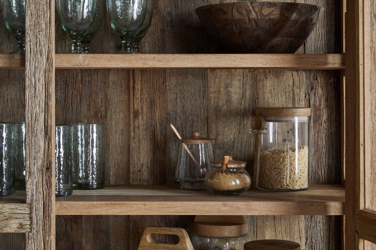 Armoire Ibo en bois recyclé et verre - Naturel - Large