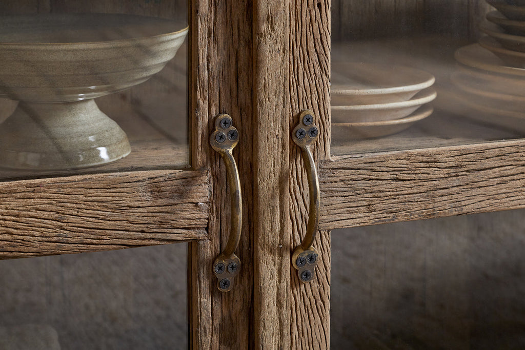 Buffet Ibo en bois recyclé et verre - Naturel