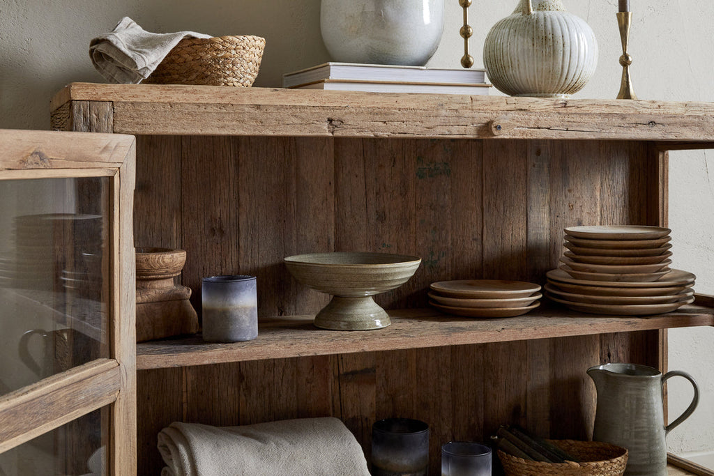 Buffet Ibo en bois recyclé et verre - Naturel