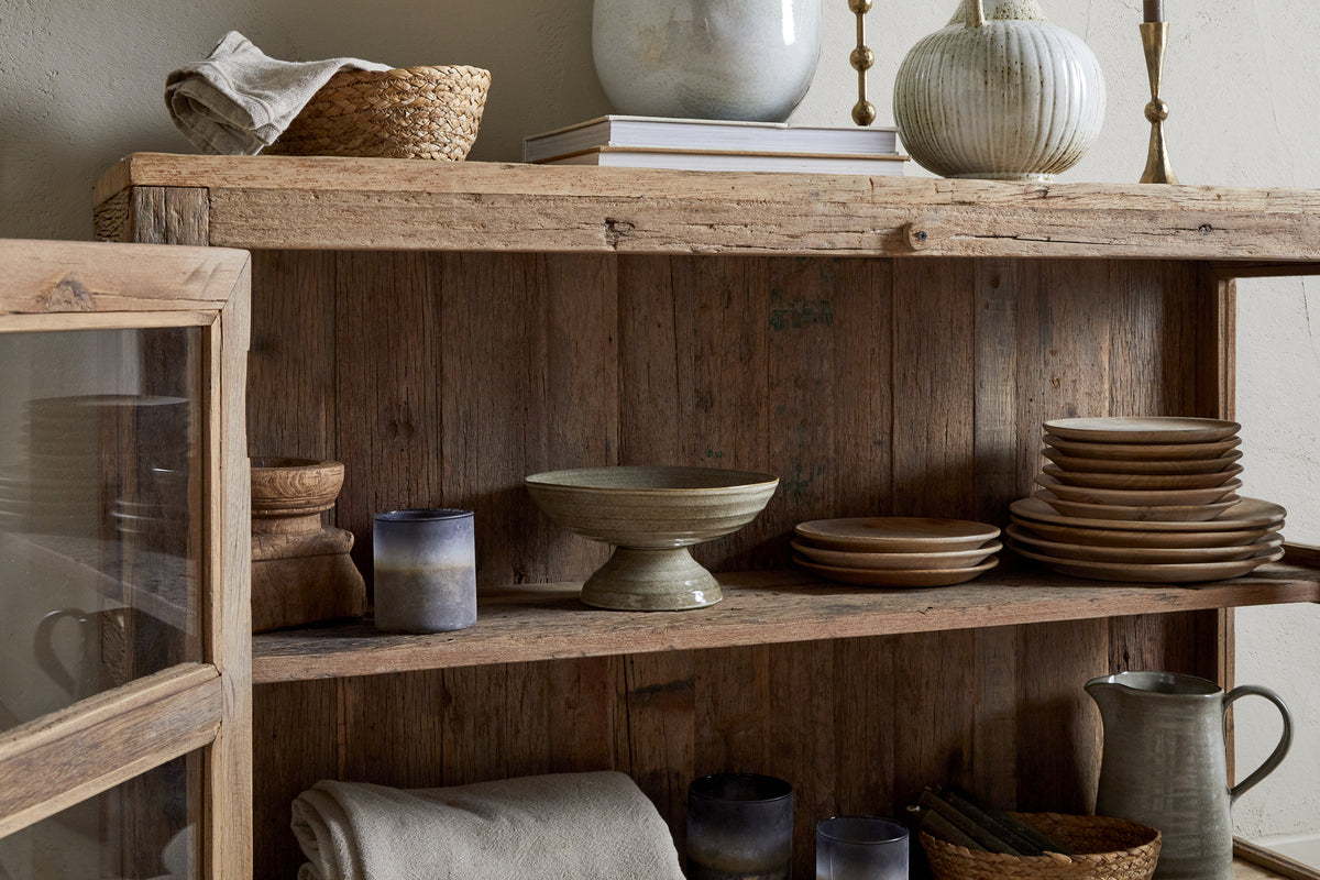 Buffet Ibo en bois recyclé et verre - Naturel