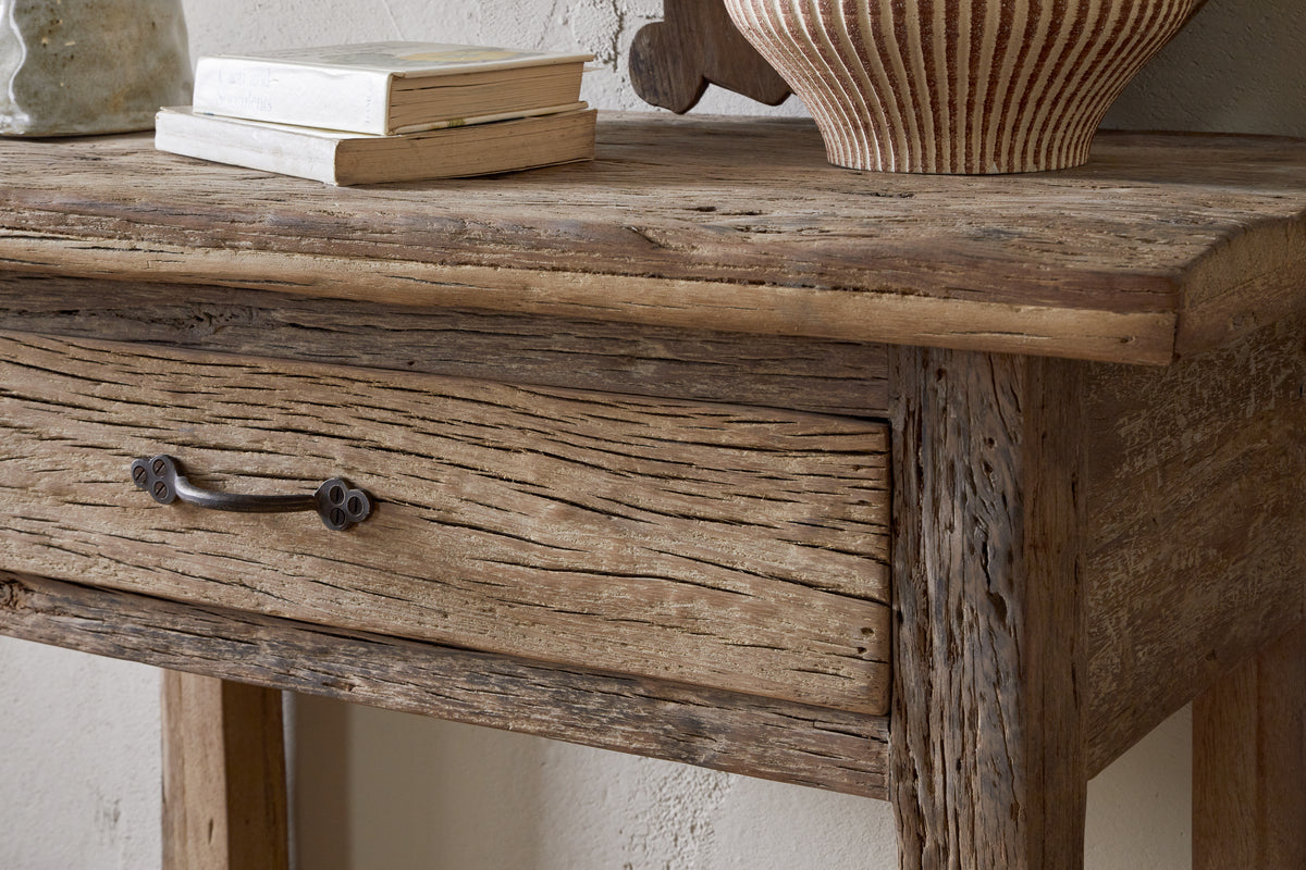 Console Ibo à 1 tiroir en bois recyclé - Naturel