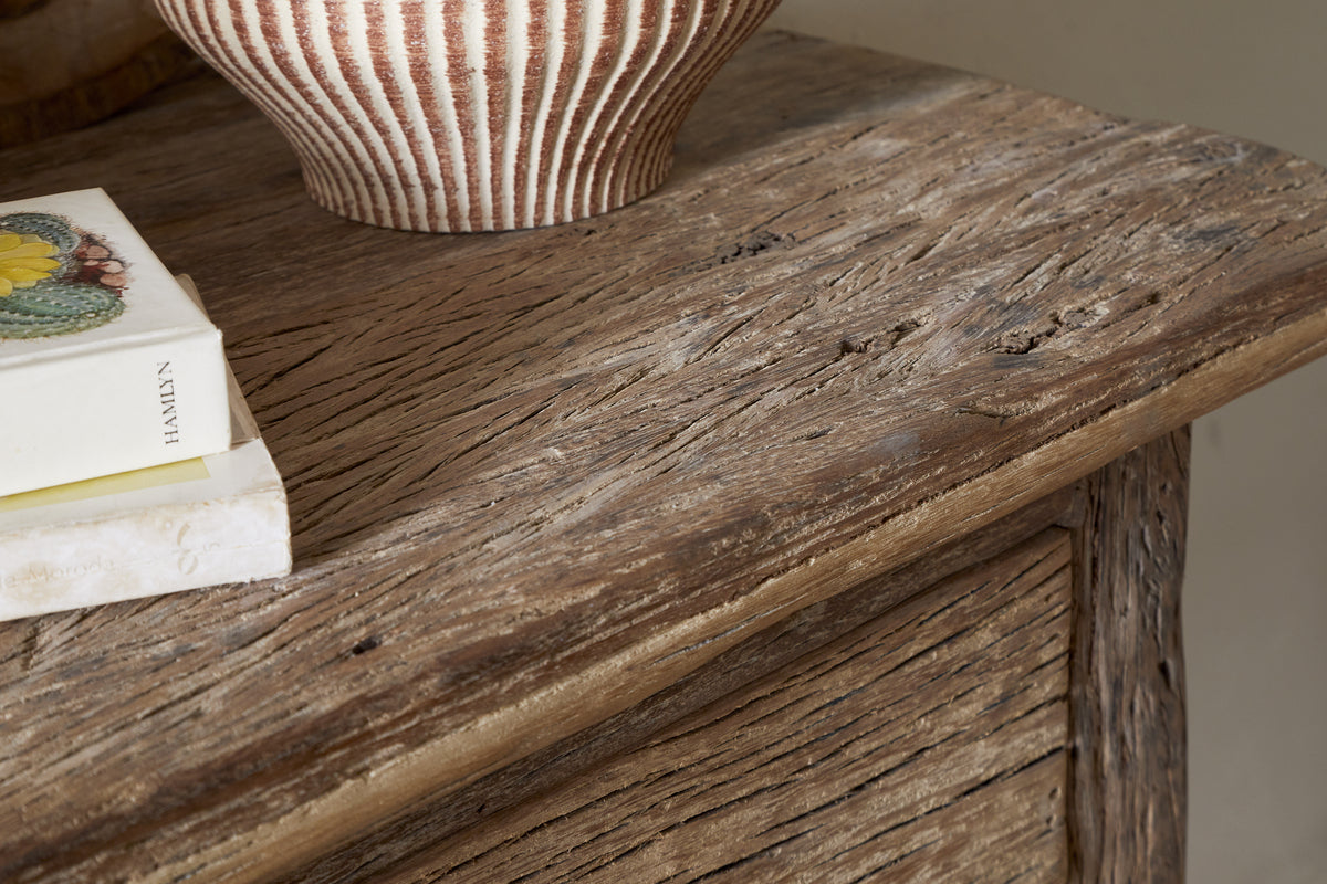 Console Ibo à 1 tiroir en bois recyclé - Naturel
