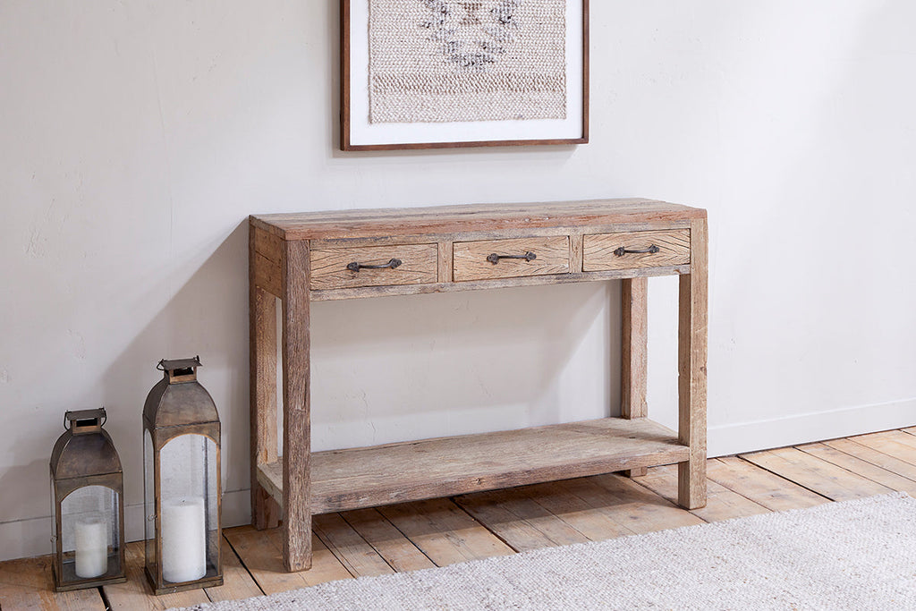 Console 3 tiroirs en bois recyclé Ibo - Naturel