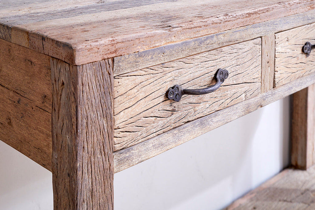 Console 3 tiroirs en bois recyclé Ibo - Naturel