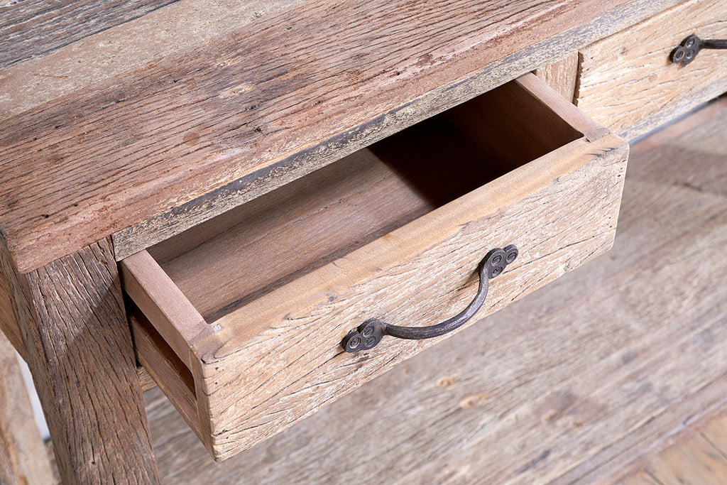 Console 3 tiroirs en bois recyclé Ibo - Naturel