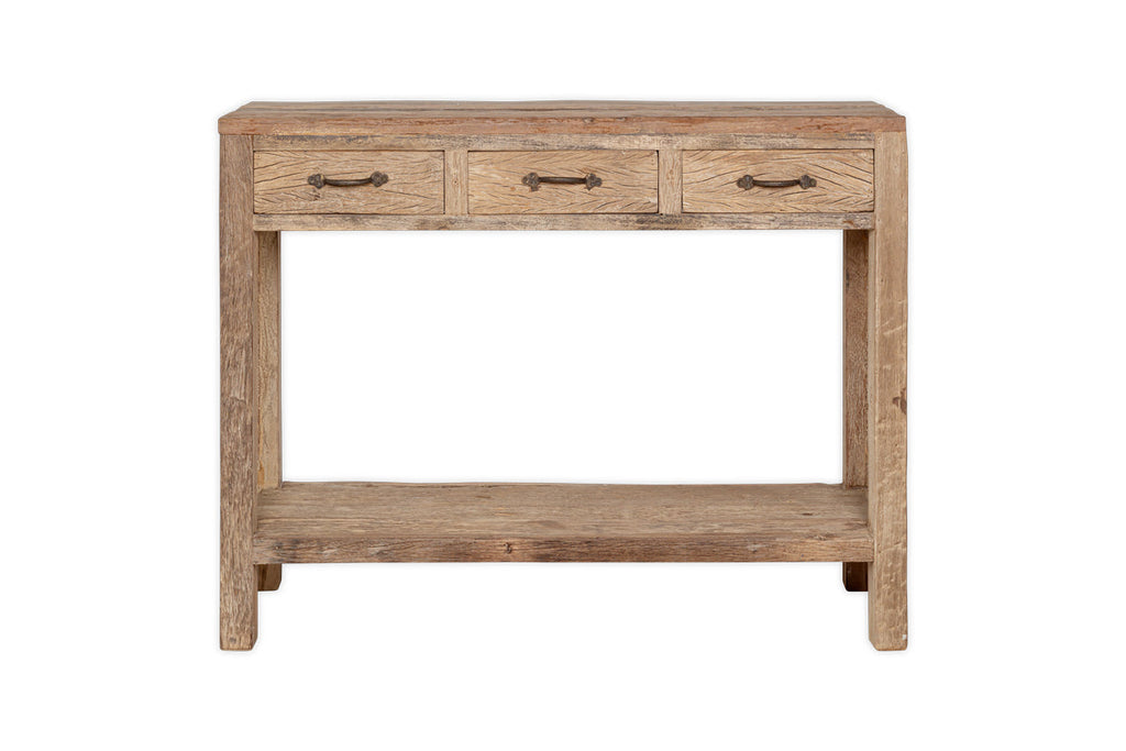 Console 3 tiroirs en bois recyclé Ibo - Naturel