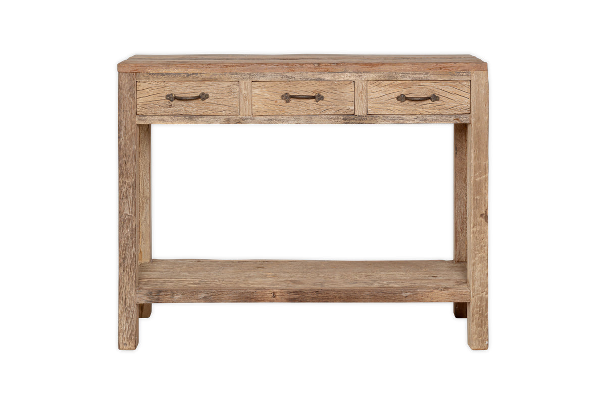 Console 3 tiroirs en bois recyclé Ibo - Naturel