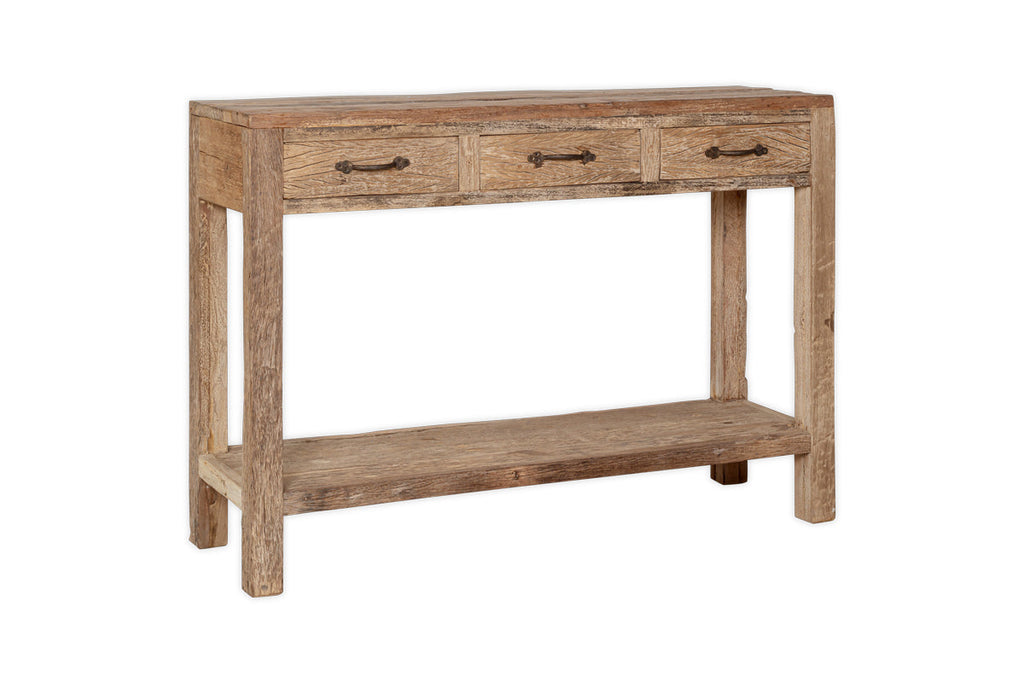 Console 3 tiroirs en bois recyclé Ibo - Naturel