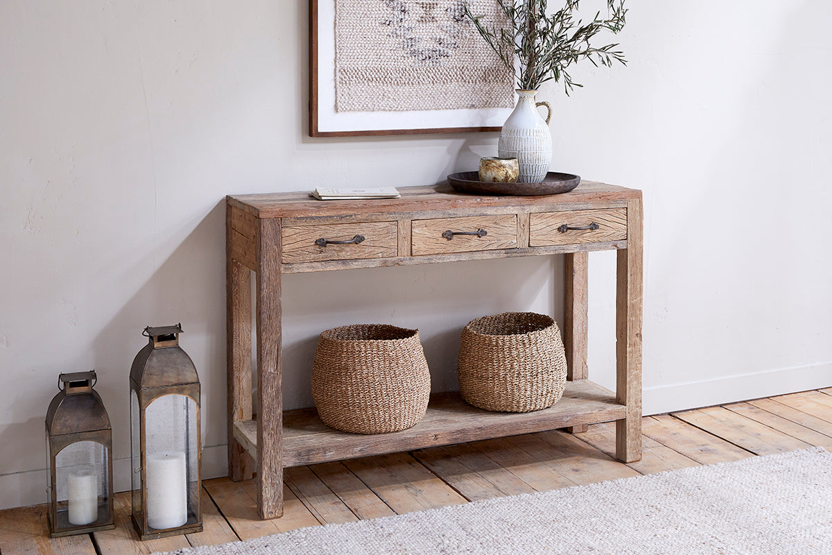 Console 3 tiroirs en bois recyclé Ibo - Naturel