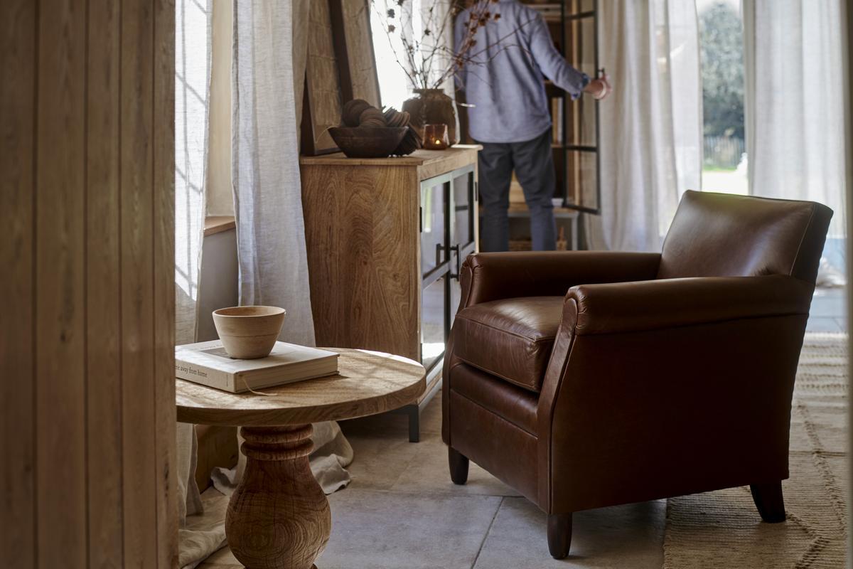 Fauteuil en cuir Knada - Marron chocolat