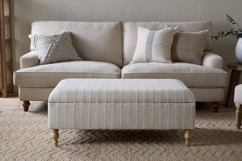 Pouf de rangement rembourré Kiana - Naturel