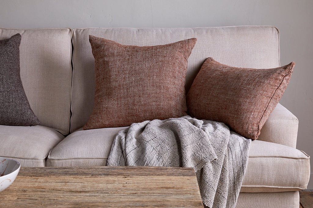Housse de coussin en lin Kana - Rouille