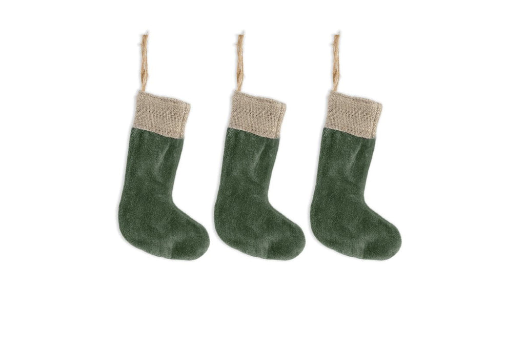 Mini bas en velours de coton Karru - Vert forêt - (Ensemble de 3)