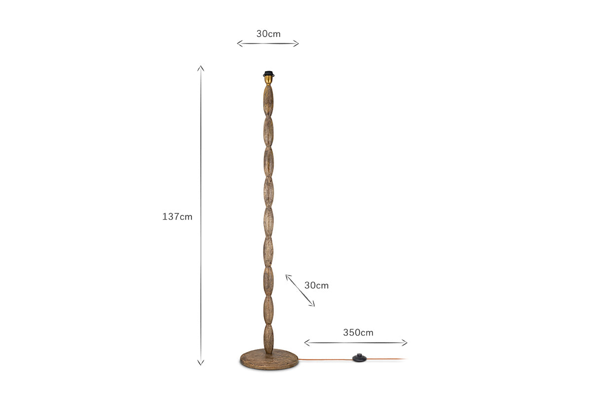 Lampadaire Konali en bois de manguier - Teinte frêne