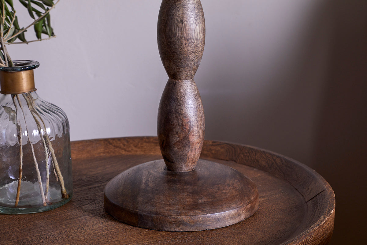 Lampe de table Konali en bois de manguier - Teinte frêne