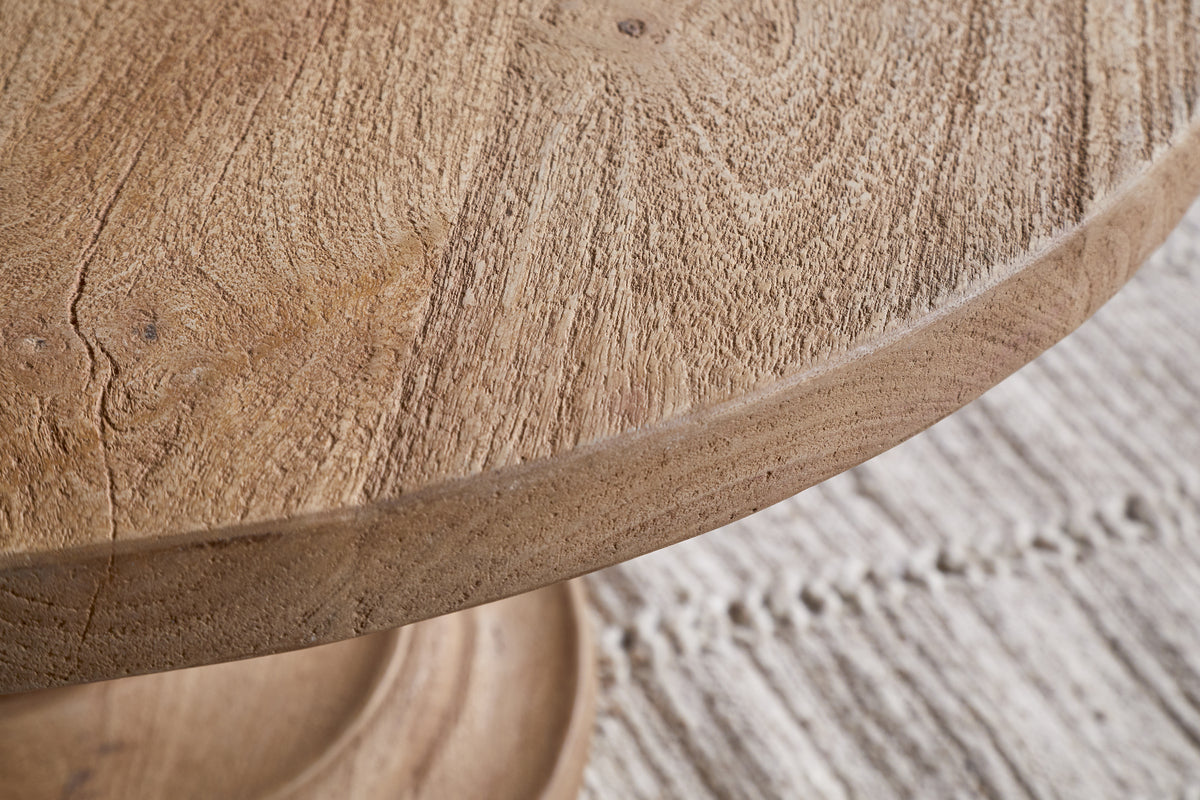 Table basse ronde sculptée Laya - Naturel