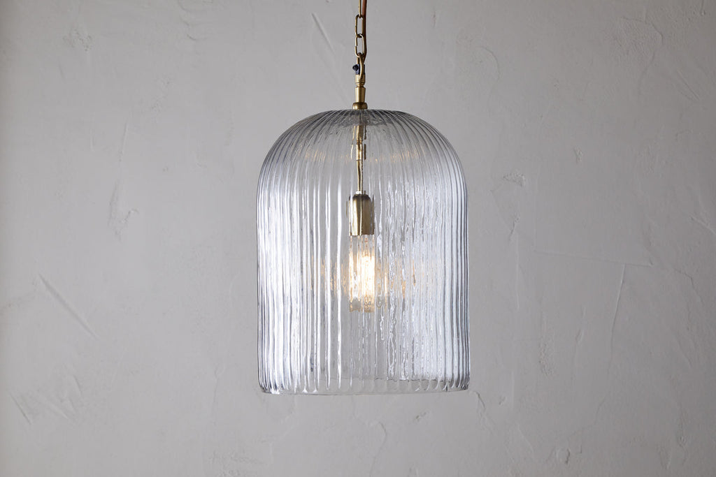 Suspension Lumina en verre recyclé cannelé - Transparent