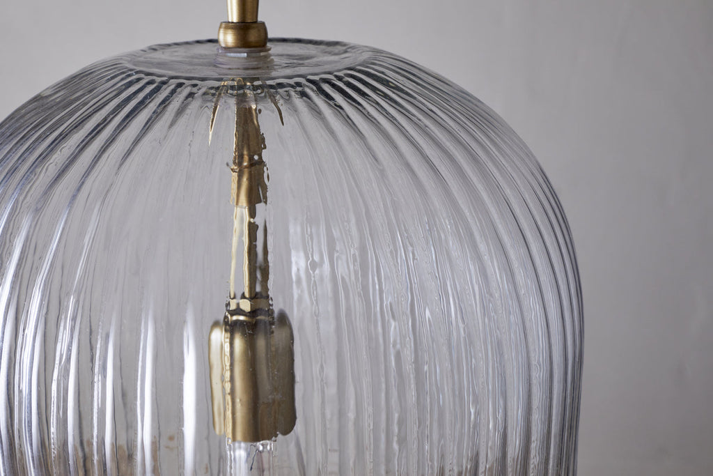 Suspension Lumina en verre recyclé cannelé - Transparent