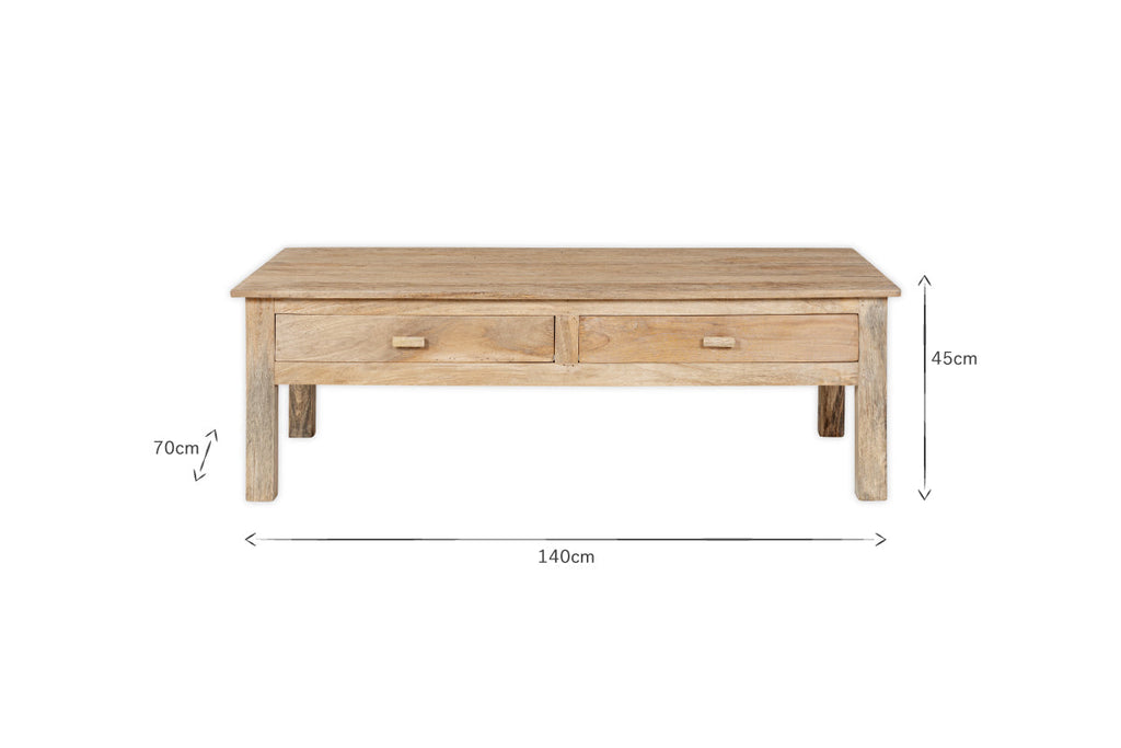 Table basse en bois de manguier rainuré Laali - Naturel
