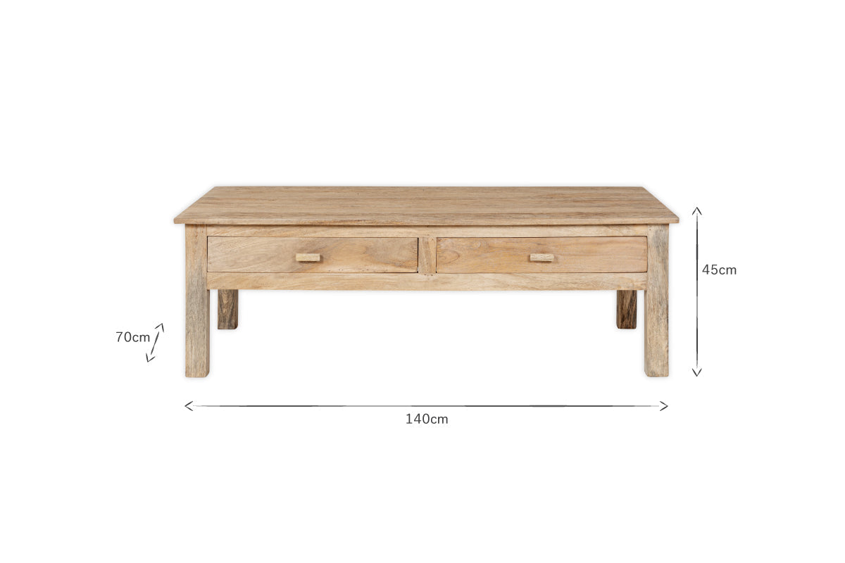 Table basse en bois de manguier rainuré Laali - Naturel