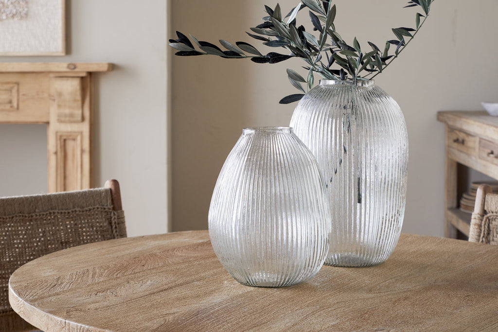Vase en verre côtelé Linsy - Transparent