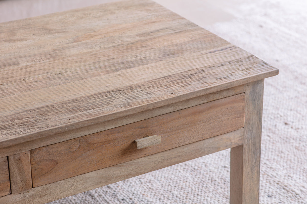 Table basse en bois de manguier rainuré Laali - Naturel