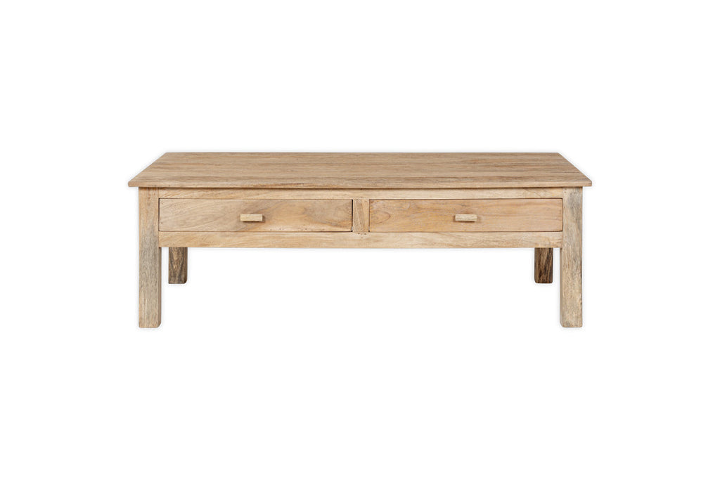 Table basse en bois de manguier rainuré Laali - Naturel