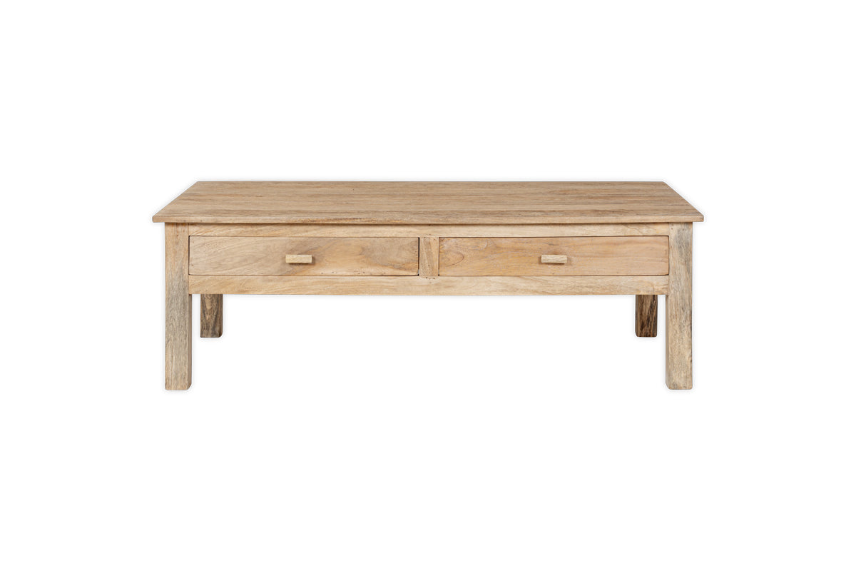 Table basse en bois de manguier rainuré Laali - Naturel