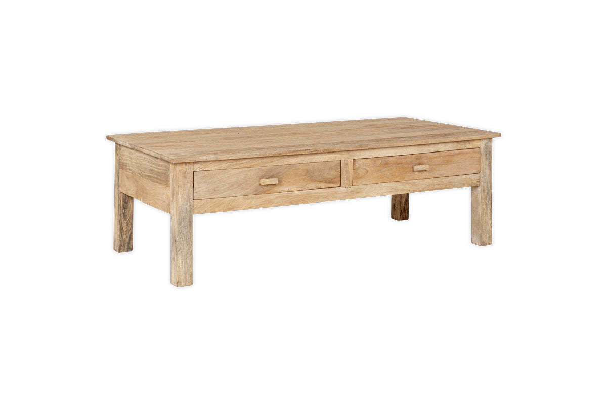 Table basse en bois de manguier rainuré Laali - Naturel