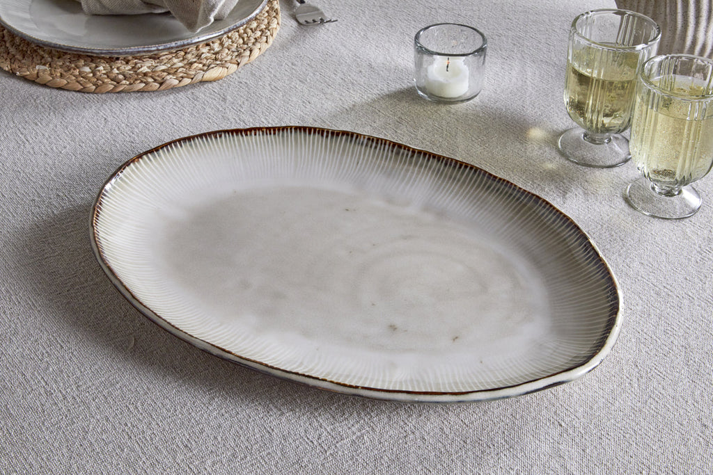 Grand plat ovale Malia - Crème