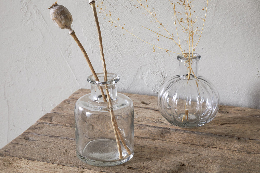Vases à bourgeons en verre recyclé Mayumi - Transparent (lot de 3)