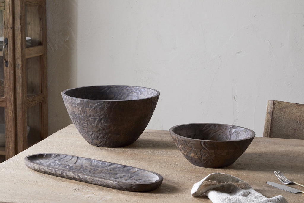 Bol de service en bois Nyati - Marron foncé - Grand