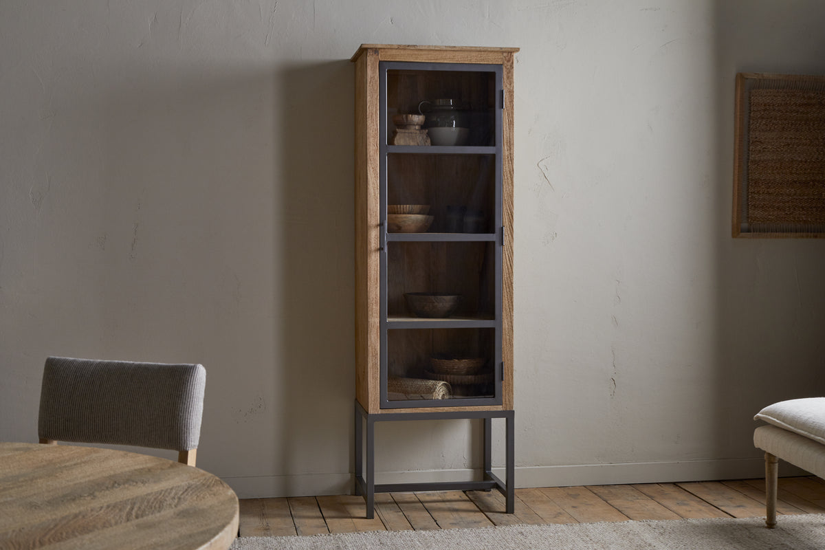 Armoire haute Nirvi en bois de manguier et fer - Noir
