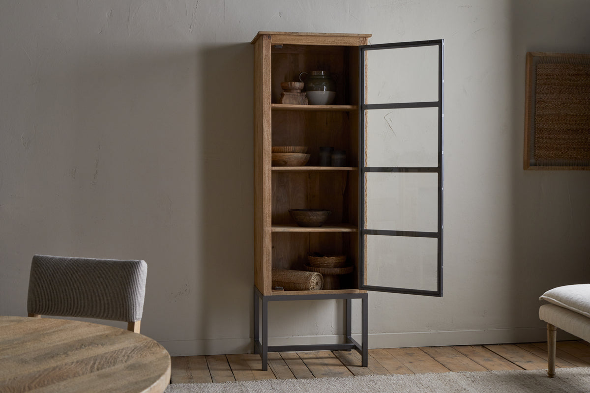 Armoire haute Nirvi en bois de manguier et fer - Noir