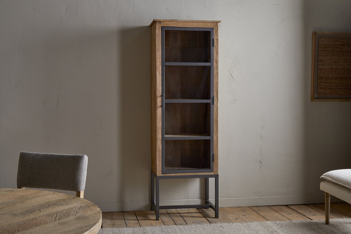 Armoire haute Nirvi en bois de manguier et fer - Noir